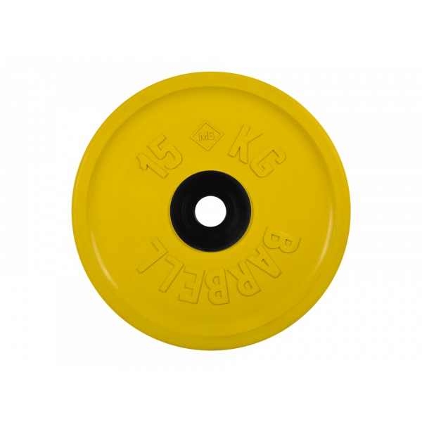 Диск обрезиненный "Евро-классик", жёлтый, 15 кг MB Barbell