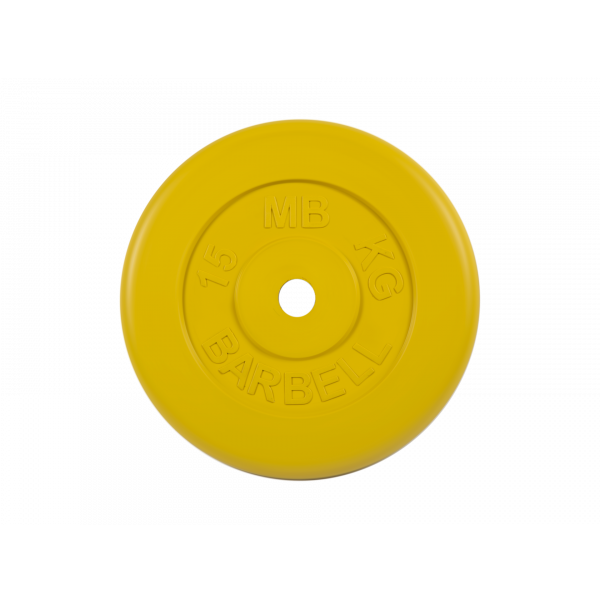 Диск обрезиненный "Стандарт", жёлтый, 15 кг MB Barbell